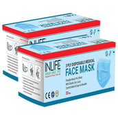 INLIFE 3 Ply Non Woven Disposable Face Mask with Ear Loop,  Blue 30 Masks (Pack of 2) 