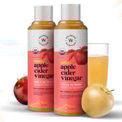 Wellbeing Nutrition USDA Organic Apple Cider Vinegar with 2X Mother  Raw Unfiltered,  0.5 L  Unflavoured Pack of 2 
