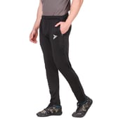 1 - Fitinc Lycra Stretchable Trackpant for Men with Two Side Zipper Pockets, Black Large
