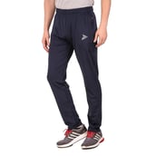 1 - Fitinc Lycra Stretchable Trackpant for Men with Two Side Zipper Pockets,  Navy Blue  Large 