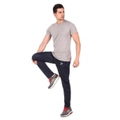 6 - Fitinc Lycra Stretchable Trackpant for Men with Two Side Zipper Pockets,  Navy Blue  Large 