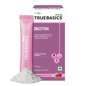 1 - TrueBasics Biotin for Hair & Skin,  30 sachets/pack  Pomegranate 