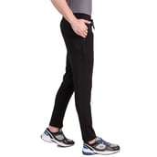 4 - Fitinc Dobby Stretchable Trackpant for Men with Two Zipper Pockets,  Black  XXL 