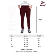 4 - Fitinc Dobby Stretchable Trackpant for Men with Two Zipper Pockets,  Maroon  Medium 