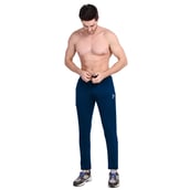 6 - Fitinc Dobby Stretchable Trackpant for Men with Two Zipper Pockets,  Air Force Blue  Small 