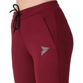 5 - Fitinc Premium Stretchable Trackpant with Zippers Pockets for Women, Maroon Medium