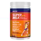 1 - Gritzo Supermilk Young Athletes (8-12 yrs) with Shaker Combo,  400 g  Natural Double Chocolate 