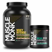 1 - Muscle Monk Combo of Intense Whey with BCAA 2:1:1 (Watermelon, 300g, 30 Servings), 2.2 lb Creamy Vanilla