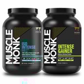 1 - Muscle Monk Combo of ISO Intense MEC with 1KG Intense Mass Gainer Royal Chocolate, 2.2 lb Creamy Vanilla
