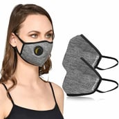 Strauss Unisex Anti-Bacterial Protection Mask with Vent, Small, Grey (Pack of 2)