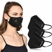Strauss Unisex Anti-Bacterial Protection Mask with Vent,  Medium, Black (Pack of 3) 