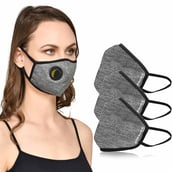 Strauss Unisex Anti-Bacterial Protection Mask with Vent,  Large, Grey (Pack of 3) 
