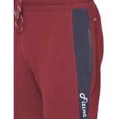 3 - Fitinc Striped Slim Fit Cotton Trackpant for Men, Wine XXL