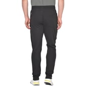 4 - Fitinc White Striped Cotton Trackpant with Both Side Zipper,  Black  XL 