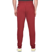5 - Fitinc White Striped Cotton Trackpant with Both Side Zipper,  Wine  XXL 
