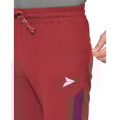 3 - Fitinc Side Striped Cotton Trackpant with Both Side Zipper Pockets,  Wine  XXL 