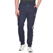 2 - Fitinc Side Striped Cotton Trackpant with Both Side Zipper Pockets,  Navy Blue  XL 