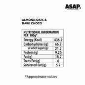 nutrition - ASAP Healthy Granola Bars,  12 bar(s)  Almond Oats & Dark Choco 
