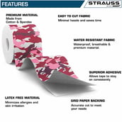 1 - Strauss Kinesiology Sports Tape,  Camo Pink  5 m 