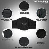 2 - Strauss Weight Lifting Gym Belt Waist Support,  Black  Free Size 