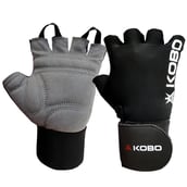 KOBO Weight Lifting Fitness Gym Gloves (WTG-09),  Black  Medium 