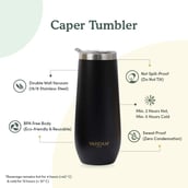 2 - VAHDAM Caper Stainless Steel Tumbler,  Black  270 ml 