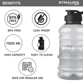 2 - Strauss Gallon Shaker Water Bottle,  Transparent, White Shade  1.5 L 