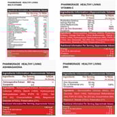 supplement - Pharmgrade Healthy Living - Multivitamin, Vitamin C, Ashwagandha & Zinc (Pack of 4),  60 tablet(s)  Unflavoured 