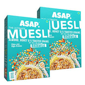 1 - ASAP Ultimate Breakfast Multigrain Muesli (Pack of 2), 420 g BADAMILK (Almond Honey & 5 Toasted Grains)