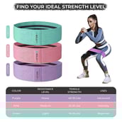 2 - Boldfit Fabric Resistance Band (Set of 3), Pink, Purple, Green Free Size