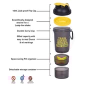 2 - GHC 3-Compartment Shaker Bottle,  Yellow  600 ml 