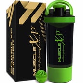 1 - MuscleXP Power XP Blender Shaker with Compartment,  Black & Green  700 ml 