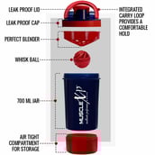 2 - MuscleXP Power XP Blender Shaker with Compartment,  Blue & Red  700 ml 