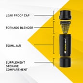 9 - MuscleBlaze Tornado Shaker,  Black  500 ml 