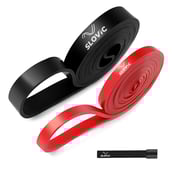 1 - SLOVIC Fitness Resistance Band 42 inch Loop with Door Anchors, Black & Red (Set of 2) Free Size