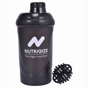 1 - GHC Nutrigize Screw cap Leakproof Protein Shaker,  Black  700 ml 