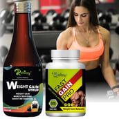 7 - Riffway Weight Gain Syrup 200 ml & Fast Gain Pro 30 Capsules Combo,  2 Piece(s)/Pack  Unflavoured 