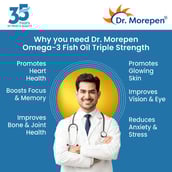 7 - Dr. Morepen Omega-3 Deep Sea Fish Oil Triple Strength (Pack of 2),  60 softgels 