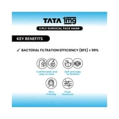 3 - Tata 1mg 3 Ply Surgical Mask,  Black 