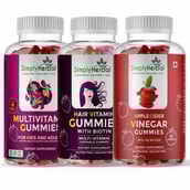 1 - Simply Herbal Multivitamin with Hair Vitamin & Apple Cider Vinegar Combo,  30 gummies  Strawberry & Unflavoured 