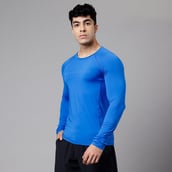 3 - MuscleBlaze Compression Muscle Tee Full Sleeve, Superman Blue Medium