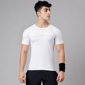 1 - MuscleBlaze Compression Muscle Tee Half Sleeve,  Polar White  Medium 