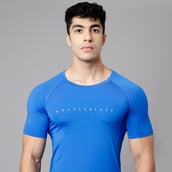 6 - MuscleBlaze Compression Muscle Tee Half Sleeve, Superman Blue X-Large
