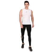 7 - Redesign Nylon Compression Cut Sleeve Tshirt,  White  Medium 
