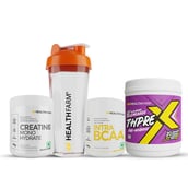 1 - Healthfarm ThPreX 0.55lb with Creatine Monohydrate & Intra BCAA Combo, 3 Piece(s)/Pack Blackerry Lemonade,Unflavoured&Mango Berry(with Free Shaker)