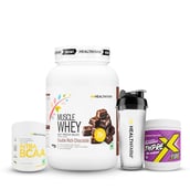 1 - Healthfarm Muscle Whey 2.2lb with ThPreX 0.55lb & Intra BCAA 0.39lb Combo,  3 Piece(s)/Pack  Double Rich Chocolate,Blackberry&Mango(with Free shaker) 