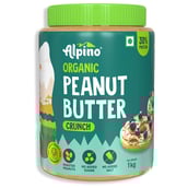 2 - Alpino Organic Natural Peanut Butter (Unsweetened) Pack of 2,  1 kg  Crunch 