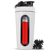 2 - GHC Nutrigize Steel Shaker with Glass Window for Measurement,  White  700 ml 