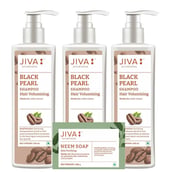 1 - Jiva Ayurveda Black Pearl Shampoo,  200 ml  Hair Volumising (Pack of 3) with Free Neem Soap 