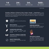 5 - Nutrabay Wellness All-Natural Plant Protein + Superfoods,  1.1 lb  Gourmet Chocolate 